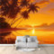 Papier Peint Panoramique Coucher De Soleil Palmier Orange 300x210 cm Poster Geant Mural, pour Salon Chambre Chambre D'enfants Restaurant Décoration Murale