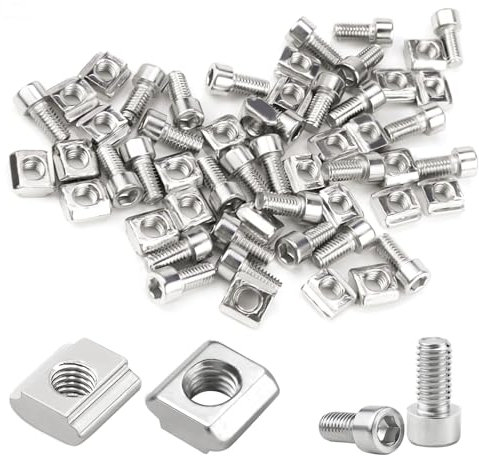 LPZMPZ 30 PCS Tuerca en T M5 Tuerca de Ranura en T M5 Serie 2020 Tipo B, Tuercas Deslizantes en Acero Inoxidable con Tornillo Hexagonal Interno para Perfil C, Perfil de Aluminio Serie 20