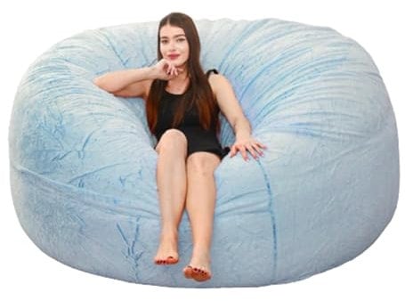Riesiger Sitzsack-Stuhl für Wohnzimmer (kein Füllmaterial), Ultraweicher Fell-Sofabezug für Erwachsene, Großer Sitzsack-Stuhl-Bezug, Runder, Flauschiger Couch-Bezug Zur Aufbewahrung,B-7FT/180x90cm