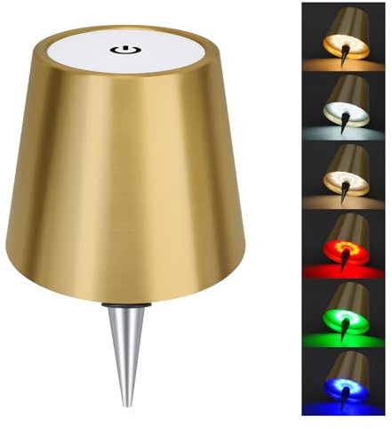 DUSKTEC Wireless Wine Bottle Lampshade, 8 RGB Light Modes, Light Temperature 3000-6500K, Rechargeable Touch Wine Bottle Lamp, Portable Wireless Wine Bottle Lamp, Bar Lights, Party, Gift (Gold)