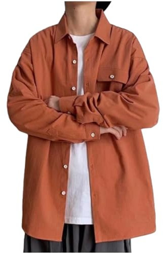 COOFANDY Men's Shirt Slim Fit Shirts Oxford Shirt Long Sleeve Casual Business Shirt Button Down Shirt for Suit Wedding Orange L, orange, L