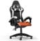 bigzzia Silla de Juego con Cojín Térmico, Sillas de Videojuego Ergonómicas con Almohada y Soporte Lumbar, Silla de Ordenador de Altura Ajustable con Asiento Giratorio 360° para Adultos (Blanco)
