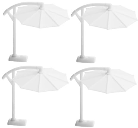 VICASKY 4pcs Miniature Sun Umbrella Garden Parasol Base Beach Sun Shade Realistic Mini Parasol Simulation Model