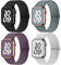 Fullmosa Schmutzabweisend Armband Kompatibel mit Apple Watch Armband 42mm 40mm 41mm 38mm, 4er Stoff Sportarmband für iWatch SE Series 10 9 8 7 6 5 4 3 2 1, Schwarz/Lila/Polarstern/Grün