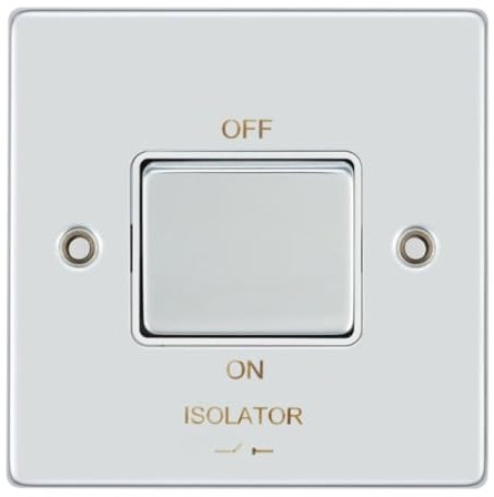 Vimark VPD1247CHW Pro Décor 3 Pole Fan Isolator 10A Polished Chrome White Insert