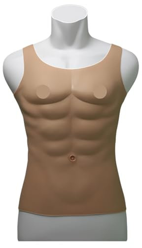 Vllentin Body Musculaire en Silicone,MâLe Silicone Muscle RéAliste,Poitrine musclée en Silicone à col Haut,Silicone réaliste Faux Muscle Faux Muscle,pour Hommes Cosplay Mascarade Costume