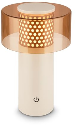 BRILONER - Rechargeable LED Table Lamp IP44 with Touch, Dimmable, Warm White Light, LED, Battery, Cordless, 13X20.5 cm, Coffee-Light Grey