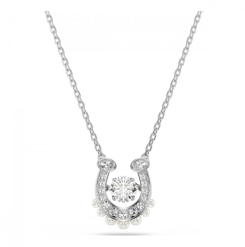 Swarovski Symbolica Anhänger, Kristallperle, Rundschliff, Pavé, Hufeisen, Weiß, Rhodiniert