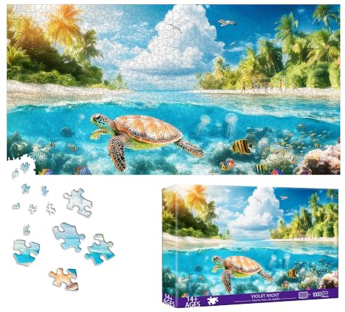 Bimkole Schildkröte Puzzle 1000 Teile, Koralle Puzzle 1000 Teile Erwachsene für Erwachsene und Kinder ab 14 Jahren – Unterhaltsames Und Anspruchsvolles Familienpuzzle, Tolle Geschenkidee