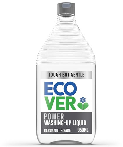 Ecover Power Washing Up Liquid, Bergamot & Sage, Grease Cutting, 950ml