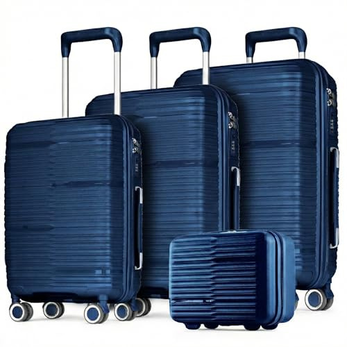 POSH Ensemble de 4 valises en polypropylène - Set Vanity-Case, Bagages Cabine, Moyenne et Grande - De Voyage avec Serrure TSA et Doubles Roues silencieuses - Empilables Les unes dans Les Autres.