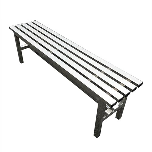 FQWYNMZ Edelstahl Gartenbank für Außen, Wetterfeste Außenparkbank, Rückenlose Außenbänke, Lamellendesign, für Garten, Veranda, Park und Lounge(120cm/47in)