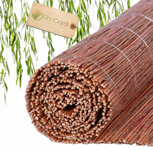 BooGardi Weidenmatte in 18 Größen mit Kabelbindern · 80 x 300 cm · Sichtschutzmatte aus Weide · für Garten, Balkon und Terrasse · Balkonsichtschutz · natürlicher Sichtschutzzaun