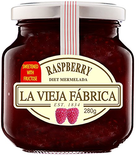 La Vieja Fabrica Frambuesa sin grasa mermelada dieta (mermelada) botella, 280 g