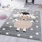VIMODA Kinderteppich Kinderzimmer Babyteppich Fröhlicher Schaf Mint Blau Beige Dots, Maße:Ø 120 cm Rund
