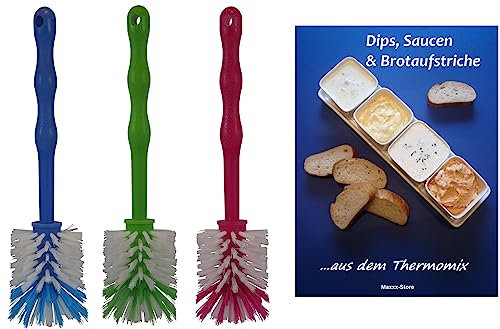 HG Verlag Mixtopf-Bürste - 3 Stück im Set, Nylonborsten, Kunststoffgriff, Ideal für Mixtöpfe wie Thermomix TM6, TM5, TM31, Made in Germany