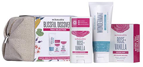 Schmidt´s Geschenkset Rose (Kulturtasche mit Seifenstück, Zahnpasta und Deodorant), 1er Pack