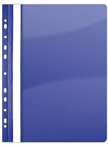 DONAU 1704001PL-18 Plastik Schnellhefter Gelocht A4 Nachtblau, Sichthefter Kunststoff Strapazierfähigem PVC Hart Glasklares Deckblatt Klemmmappe für Büro und Schule, Eurolochung | 10er Pack