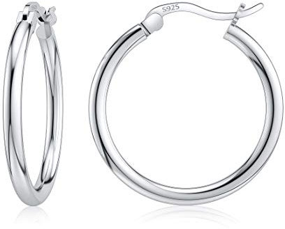 925 Sterling Silber Creolen für Damen Hypoallergen Mode Schmuck Geschenk 20mm MEHRWEG