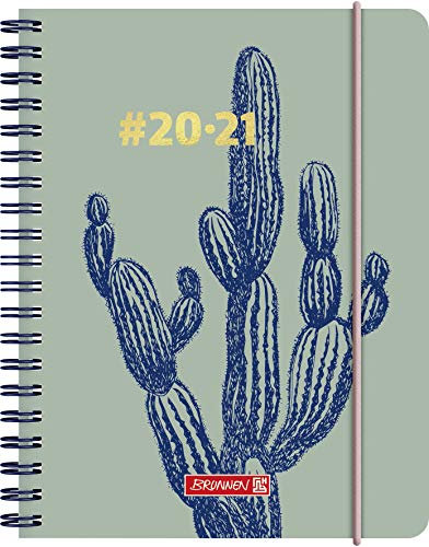 BRUNNEN 1071850021 „#Harmony Cactus“, Wochenkalender/Schülerkalender 2020/2021, 2 Seiten = 1 Woche , Blattgröße 12 x 16 cm , A6 , PP-Einband