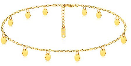 Kim Johanson Edelstahl Damen Armband *Coins* in Silber, Gold & Roségold | Armkette mit 12 runden Plättchen | Boho Schmuck | Verstellbar inkl. Schmuckbeutel (Gold)