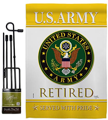 Breeze Decor US-Armee-Gartenflaggen-Set mit Ständer, Armed Forces Rangers United State American Military Veteran Retire Offizielle Hausdekoration, Banner, kleines Hofgeschenk, doppelseitig,