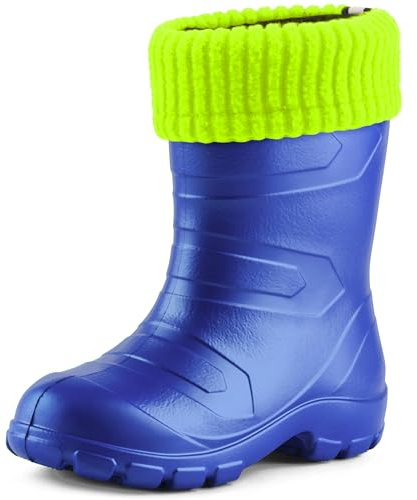 Ladeheid Kinder Mädchen Jungen federleichte Eva Thermo Gummistiefel gefüttert LA845KIDS (Blau2727c/Gelb, 25 EU)