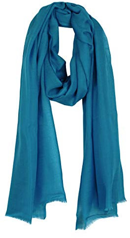 Bovari Kaschmir Schal Damen - 100% Kaschmir - Extra Leicht/Hauchzart - Premium Cashmere - extra dünner Schal/Sommerschal- 200 x 70 cm (Türkis (Mosaic blue))