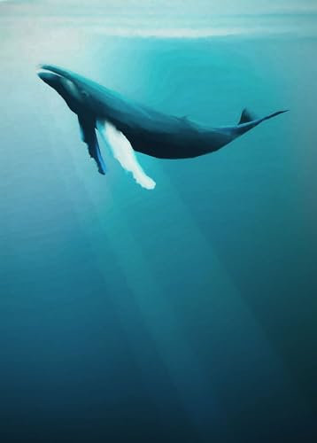 Komar Vlies Fototapete - Artsy Humpback Whale - Größe: 200 x 280 cm (Breite x Höhe) - Wal, Buckelwal, Unterwasser, Meeressäuger,inderzimmer, Tapete - IAX4-0045