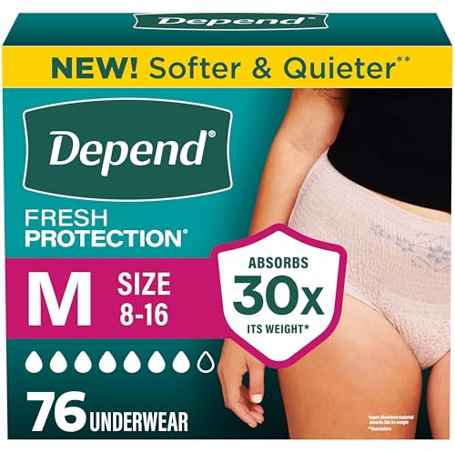 Depend FIT-Flex Inkontinenz-Unterwäsche für Damen, maximale Saugfähigkeit, Rouge, Medium, 76 Stück