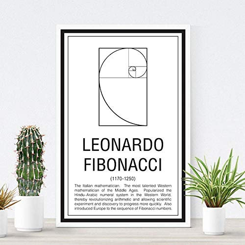 Bilder, Poster, Kunstdrucke Mathe Print Mathe Education Poster Mathematiker Fibonacci Moderne Wandkunst Leinwand Malerei Bild Geschenk Home Wanddekoration Poster Und Drucke - 50X70Cm