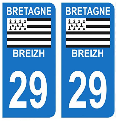 HADEXIA Autocollant Stickers Plaque immatriculation Voiture Auto département 29 Finistère Logo Région Bretagne Breizh Symbol