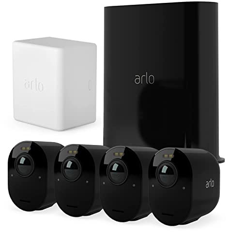 Arlo Ultra 2 Camera Surveillance WiFi Exterieure Sans Fil, 4K UHD, 180° Vision Nocturne, Sirène, Détection Mouvement, Audio Bidirectionnel, SmartHub Incluse, Inclus 90 Jrs Arlo Secure, 4 Caméras Noir