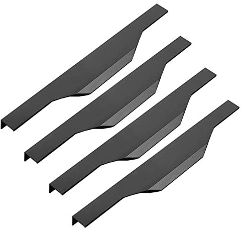 Schrankgriffe, Unsichtbare Möbelgriffe Aluminium Griffleisten Schwarz Schubladengriffe Platz sparen Einfacher ?Küchengriffe Inkl Schrauben, 4 Stück (Länge:450mm,Schwarz)
