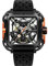 CIGA Design Automatik Uhr Herren - X Serie SUV Armbanduhr Quadratisch Mechanische Skelettuhr Edelstahl Saphirglas mit Nylon- und Silikonarmband, Schwarz & Orange