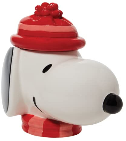 Enesco Peanuts Ceramics Snoopy Face Sculpted Canister Cookie Jar, 10.24 Inch, Multicolor