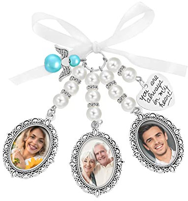 Yolev 1 Stück Charme Memorial Anhänger Brautstrauß Brautstrauss Hochzeit Bouquet Foto Charme Hochzeit Bouquet Charm Band 3 Rahmen Jubiläum Foto Braut Hochzeit Bouquet Foto Charme