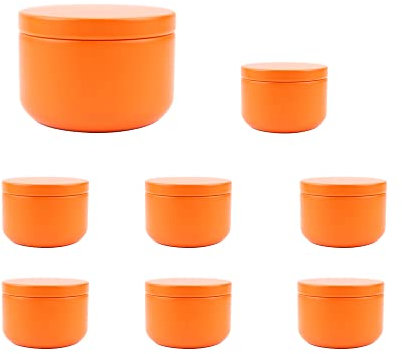 Mnixy 20 barattoli vuoti per candele con coperchio, barattoli rotondi in latta per caramelle, regali fai da te, artigianato e artigianato, forniture per feste (arancione)