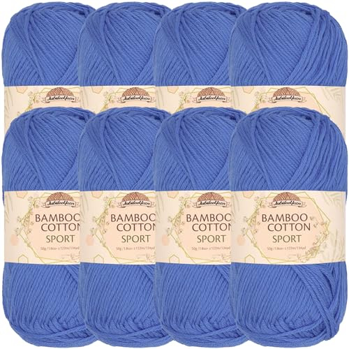 JubileeYarn Bamboo Cotton Sport Yarn - 50g/Skein - Dynasty Blue - 8 Skeins