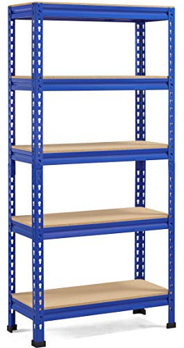 Yaheetech 5 Böden Eckregale, Lagerregale Metall, Schwerlastregale 750 KG belastbar, Kellerregal, Steckregal, Regalsystem, 70 x 30 x 150 cm/Blau