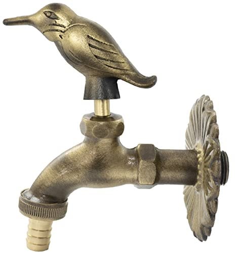 AERZETIX - C62121 - Cannella di parete rubinetto del lavandino 1/2'' Colibrì con maniglia decorativo retrò antico - fontana bagno vintage giardino - in ottone invecchiato