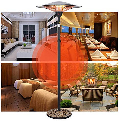 Chauffage de terrasse électrique, chauffage d'extérieur, chauffage infrarouge, silencieux 3000 W, 3 niveaux de puissance réglables, résistant aux intempéries, chauffage parapluie réglable en