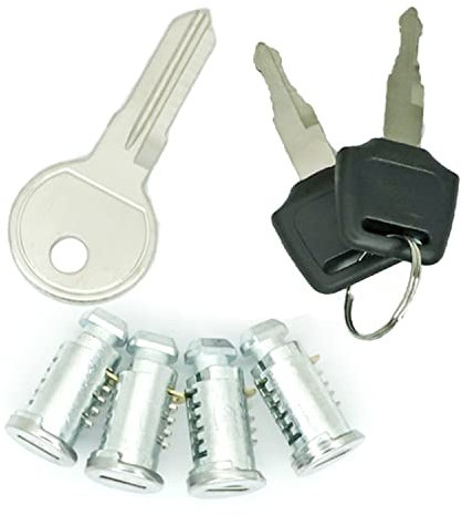 Schließzylinder für Auto-Gepäckträger-System (4 Stück), Ein-Schlüssel-System, Schließzylinder, kompatibel mit Thule Racks, inklusive 4 Kerne, 2 Schlüssel und einem Steuerschlüssel