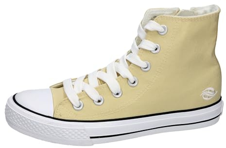 Dockers by Gerli Damen Schuhe Sneaker Schnürschuh High Top Sneaker Canvas, Farbe:Beige, Schuhgröße:EUR 40, Artikel:-400 Natural