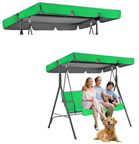 Garden Swing Canopy Replacement, Swing Chair Canopy Replacement for Swings Seat 3 Seater Swing Canopy Replacement Cover Waterproof Windproof for Outdoor Yard (Green)