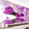 Lila Blumen Schmetterling Am Seeufer Fototapete, Landschaftsfoto Tapete für Wand, Wandbild Dekoration - für Wohnzimmer Schlafzimmer die Mauer 150 x 70 cm