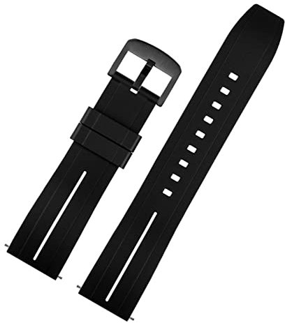 20mm 22mm Bracelet de Montre en Silicone Hommes Femmes Bracelet en Caoutchouc étanche à Dégagement Rapide Boucle Papillon Fit for Tissot Fit for Mido Fit for Citize Strap Watch Strap (Color : Black