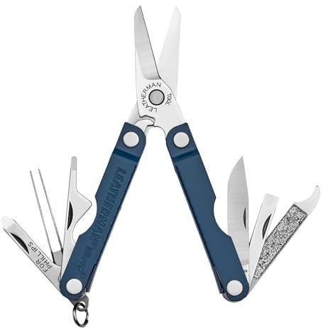 Leatherman Micra - Llavero Multiherramienta de Acero Inoxidable con Tijeras de Resorte y 9 Herramientas, Azul Marino