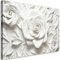 Feeby Bilder 3D Blumen Gold Natur 120x80 cm 1 tlg Modern Leinwandbilder Bild auf Leinwand Kunstdruck Wand Bild Wanddeko Design Schlafzimmer Büro Flur Hotel Spa Wohnzimmer Pflanzen Blumenmotiv Weiß