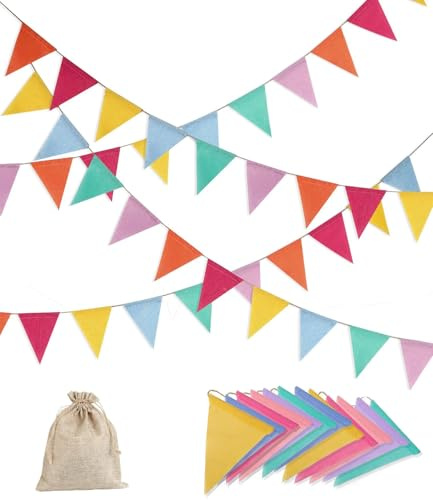 5 Stück Wimpelkette Outdoor 5M 60 Wimpel Wimpelkette Kinderzimmer Happy Birthday Girlande Geburtstag für Party Deko Einschulung Deko und Festivals Klassenzimmer-Hängedekoration